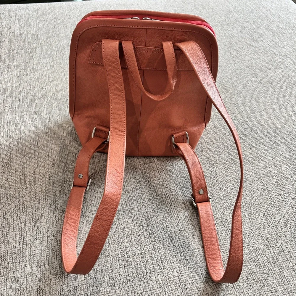 Dpiel Leather Backpack Coral Croc‎ Embossed Fashion Small Mini Bag